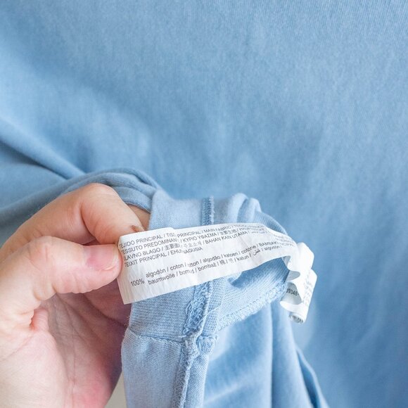 Zara Tee Womens Sz L Light Blue Short Sleeve T-Shirt Crewneck Minimalist - Picture 5 of 5